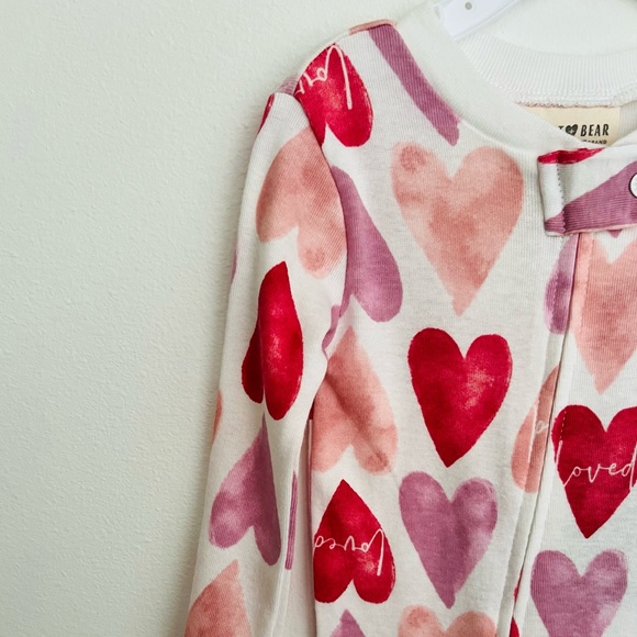 Rabbit + Bear Organic Cotton Watercolor Hearts Loved Coverall Size 18 Months NWT - Picture 3 of 10